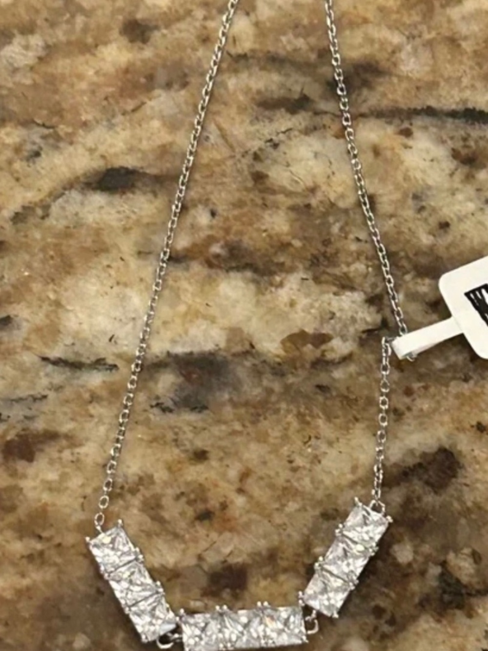 Charmed Aroma - Women's Cubic Zirconia Bar Necklace (Silver)